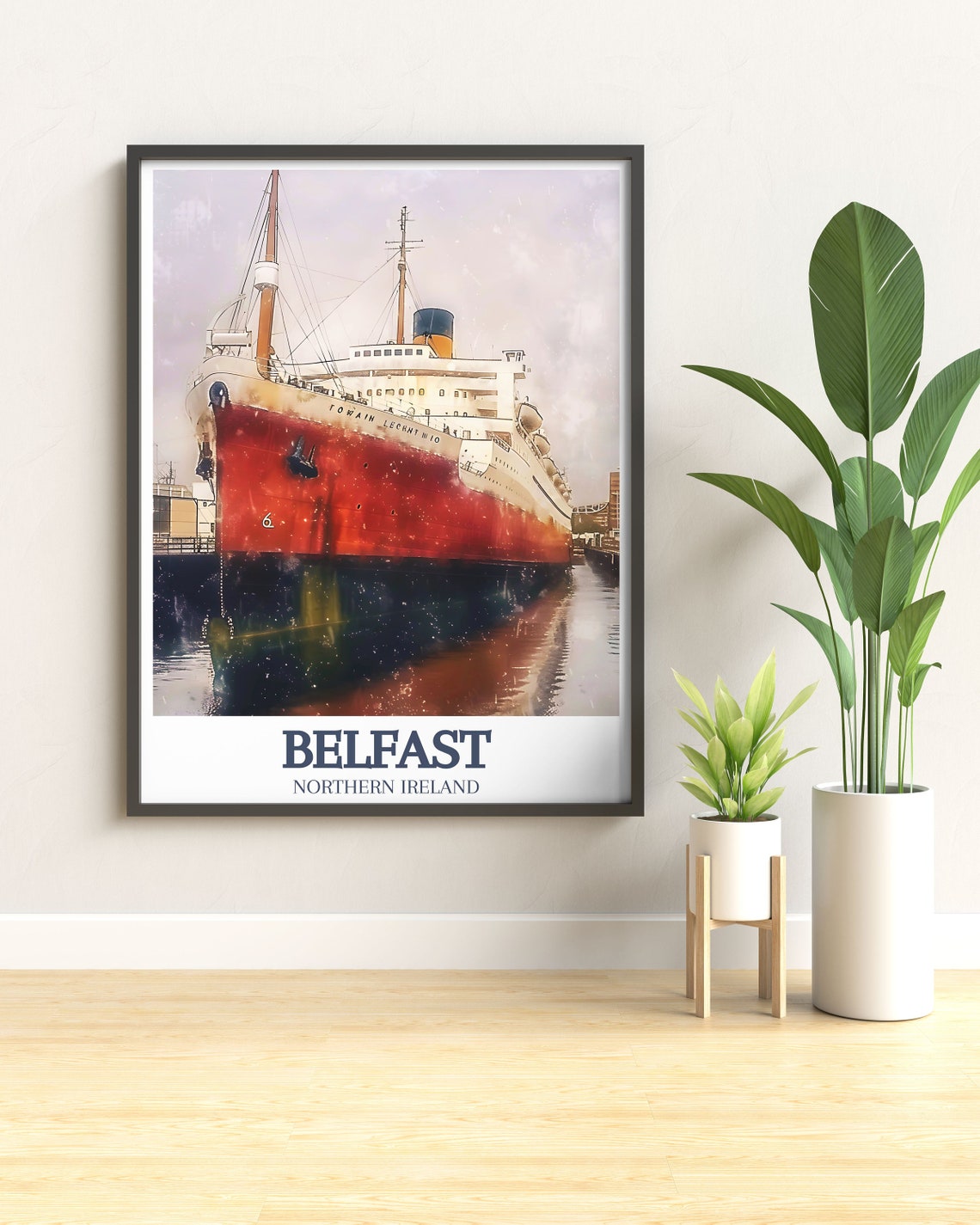 Belfast Northern Ireland Historic Ocean Liner in Harbor Poster - Image 3