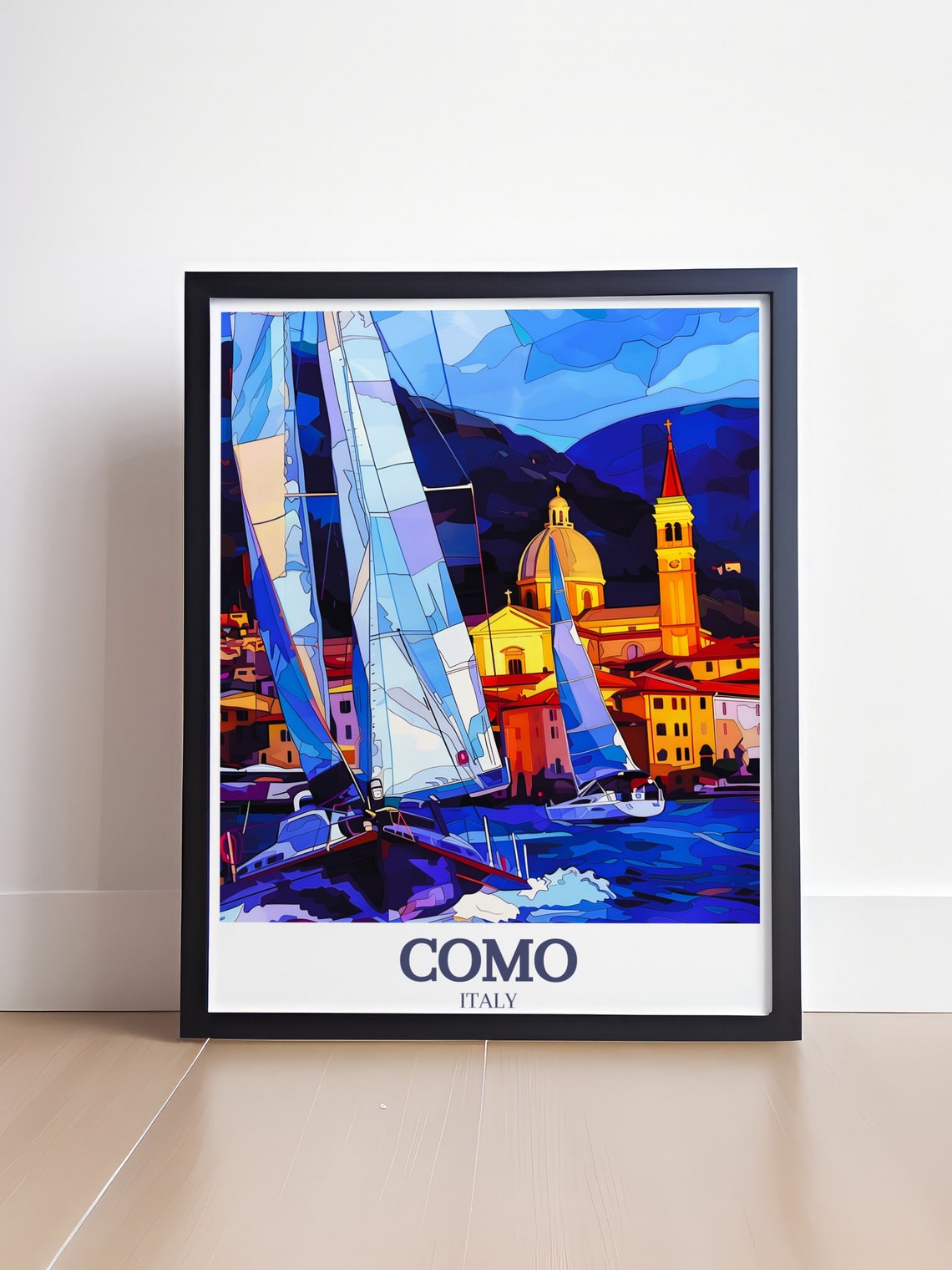 Como Italy Sailboats Gliding At Dusk On Lake Como Travel Poster - Image 4