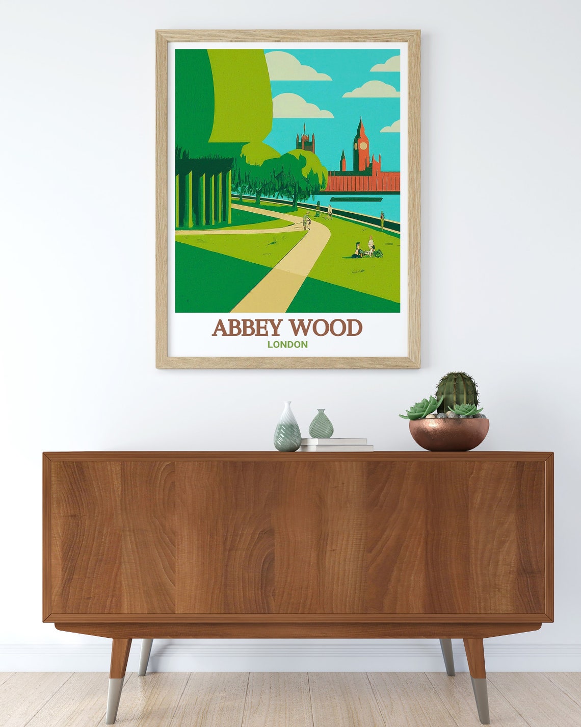 Abbey Wood London Riverside Park Path With Big Ben View Poster - Image 2