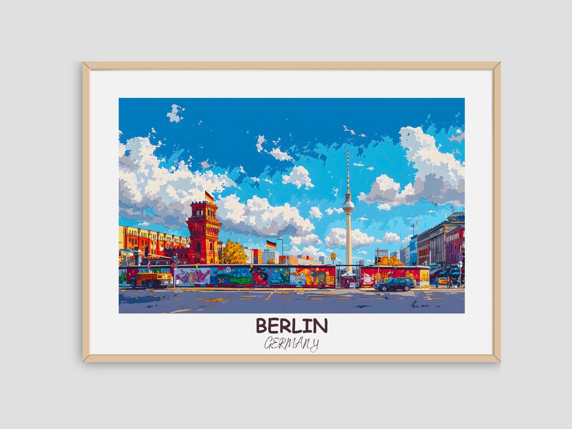 Berlin Graffiti Wall with TV Tower Colorful Street Scene Poster - Image 4