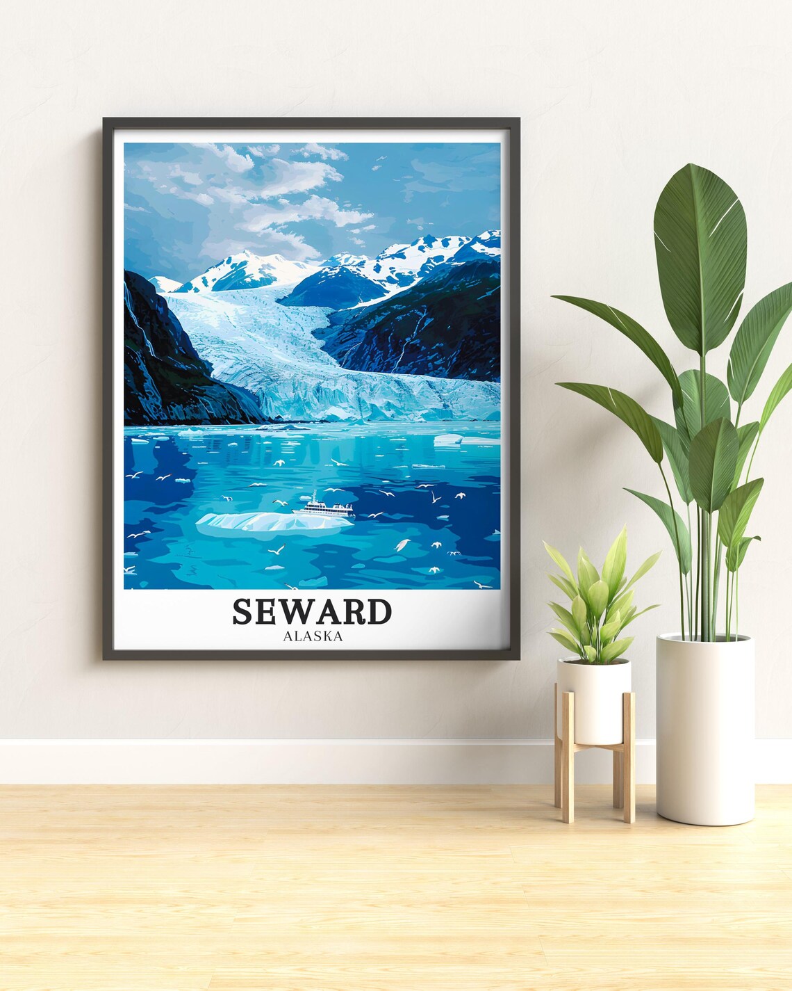 Seward Alaska Glacier Bay Cruise Ship Wildlife Travel Poster - Image 3