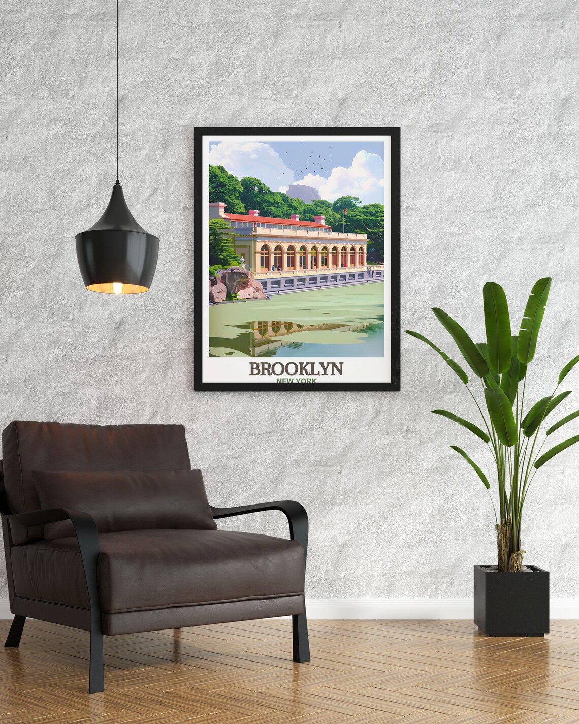 Brooklyn New York Prospect Park Lakeside Pavilion Travel Poster - Image 3