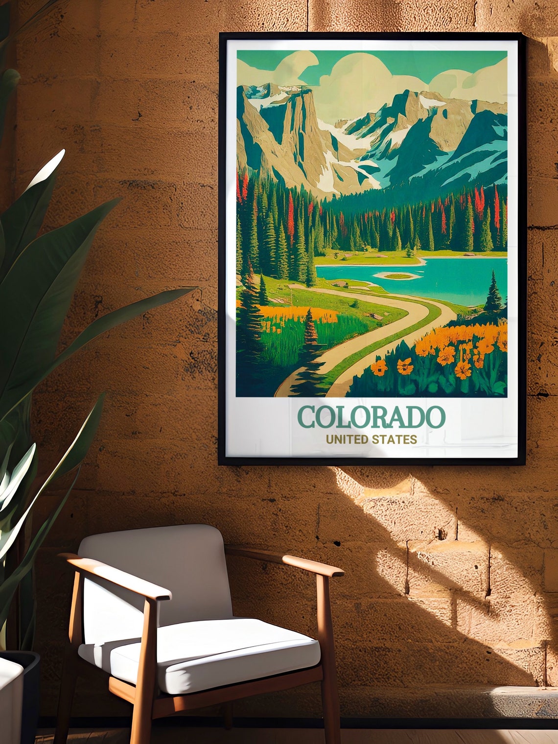 Colorado Mountain Lake Winding Road Pine Forest Travel Poster - Image 2