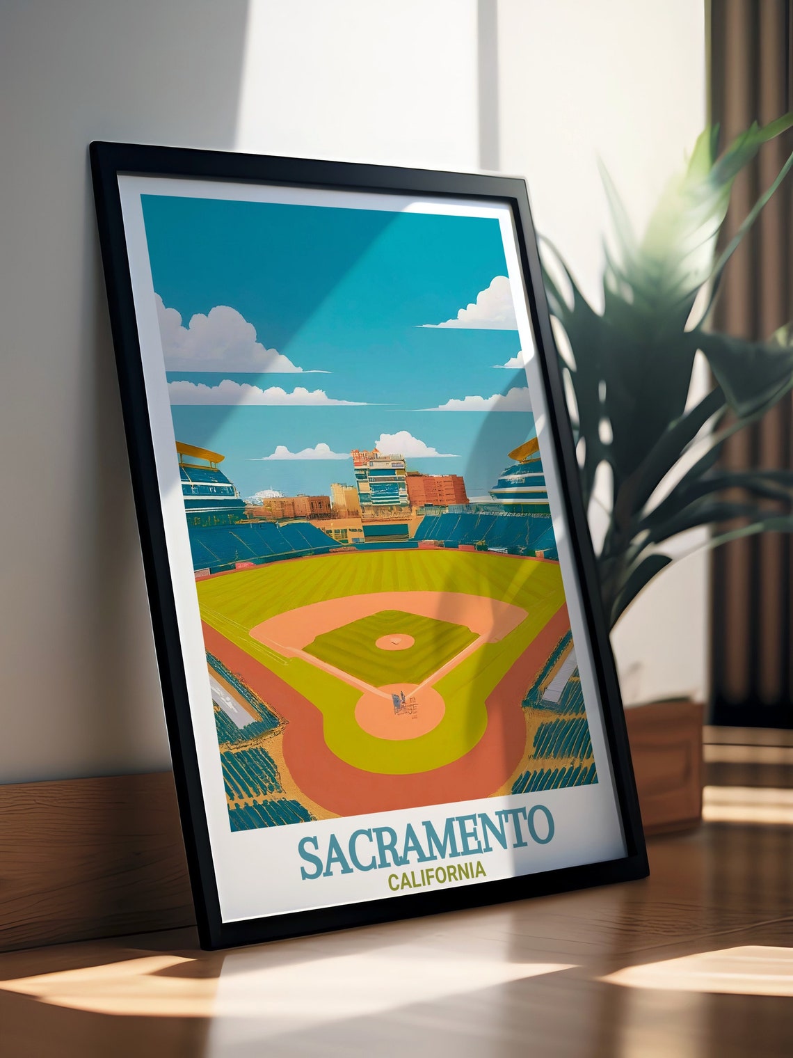 Sacramento Raley Field Baseball Stadium Bird's-Eye View Poster - Image 3