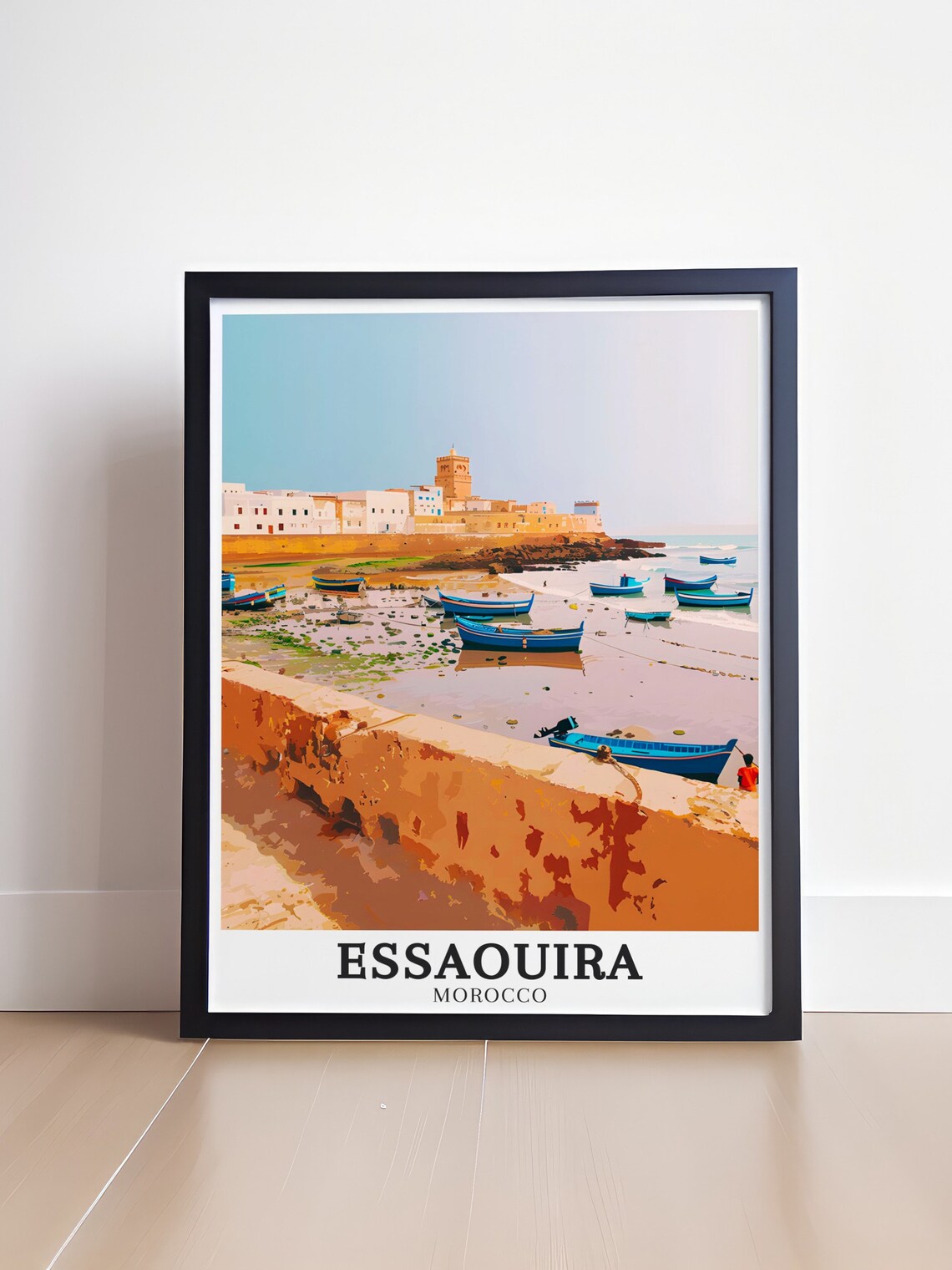 Essaouira Morocco Fishing Harbor Boats Skala Fortress Travel Poster - Image 4