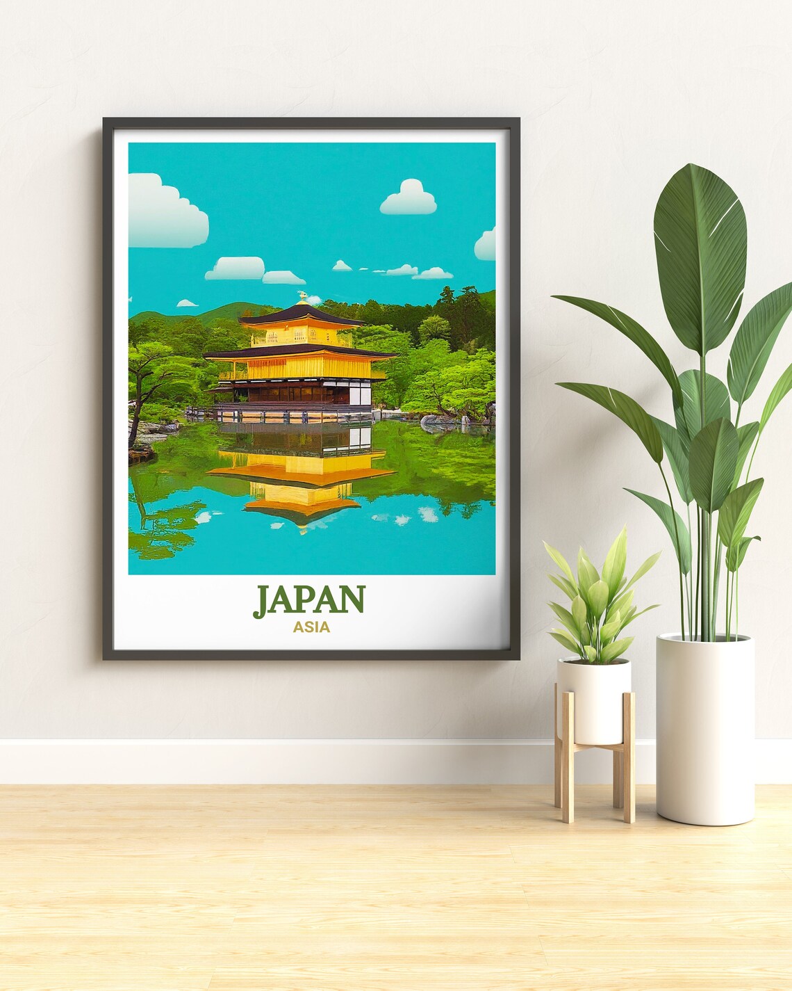 Kyoto Kinkakuji Golden Pavilion Pond Reflection Japan Travel Poster - Image 2