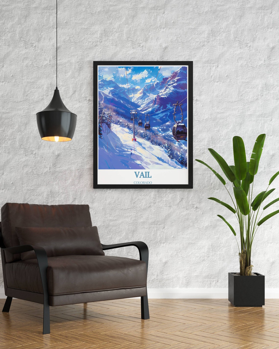 Vail Colorado Ski Gondolas Snowy Winter Slopes Mountain Poster - Image 2