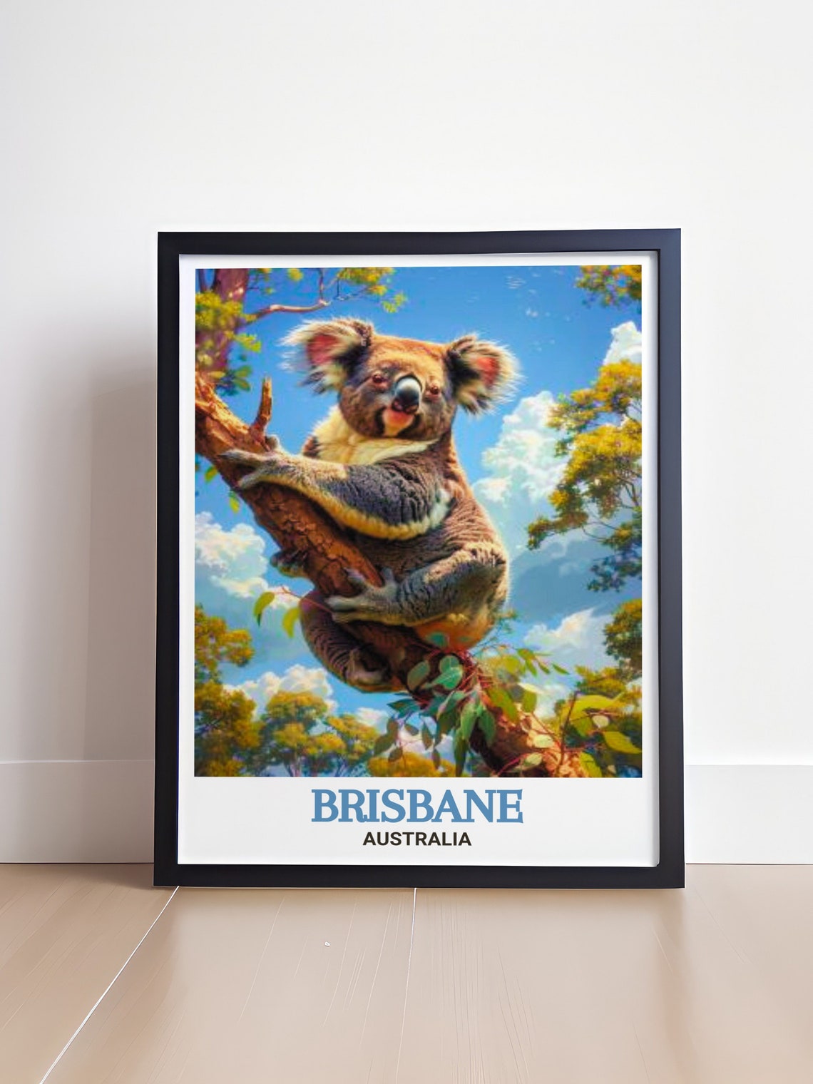 Brisbane Australia Vibrant Koala Portrait Eucalyptus Tree Poster - Image 4
