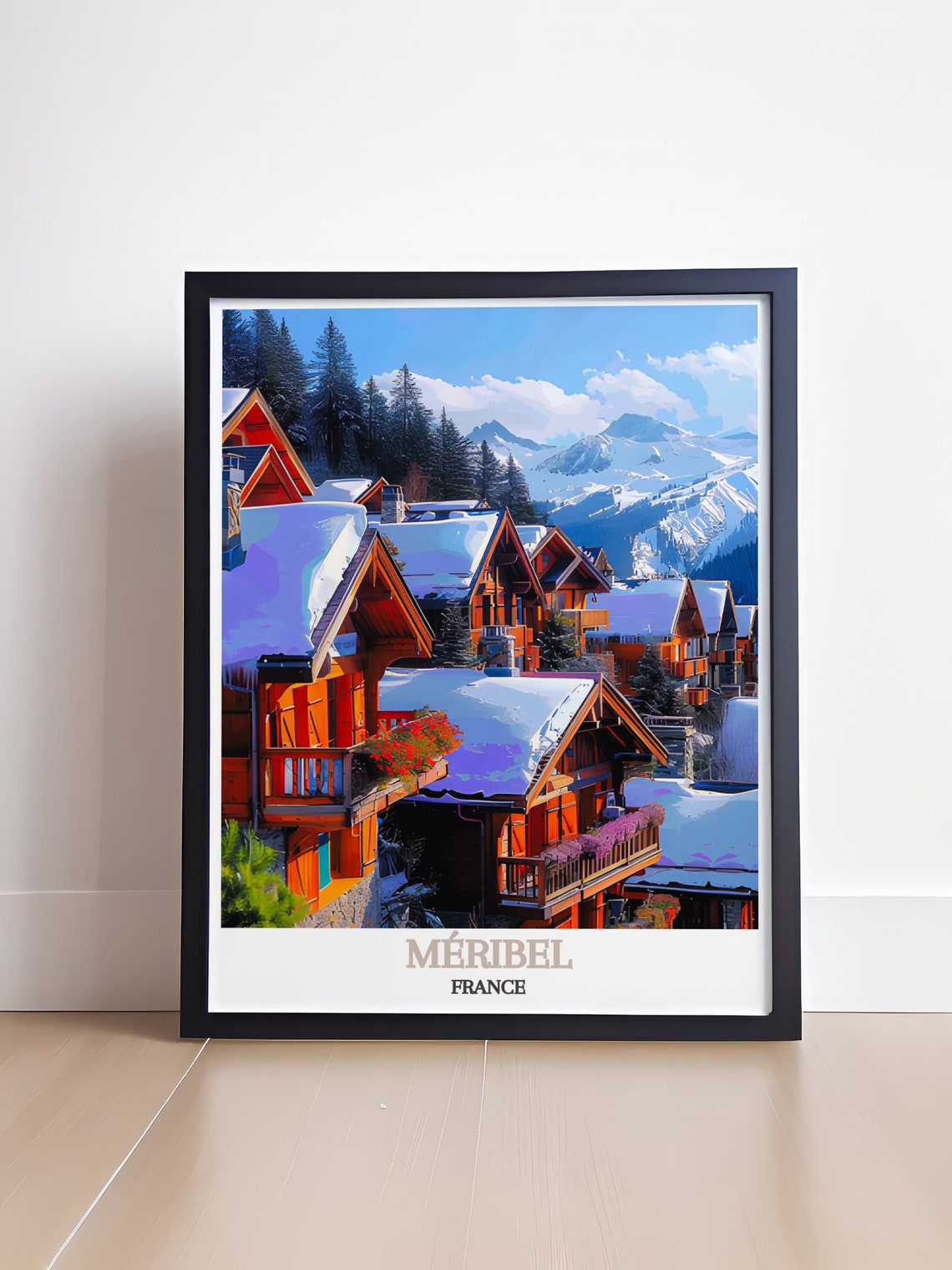 Meribel Alpine Village Snowy Chalets Mountain Retreat Poster - Image 4