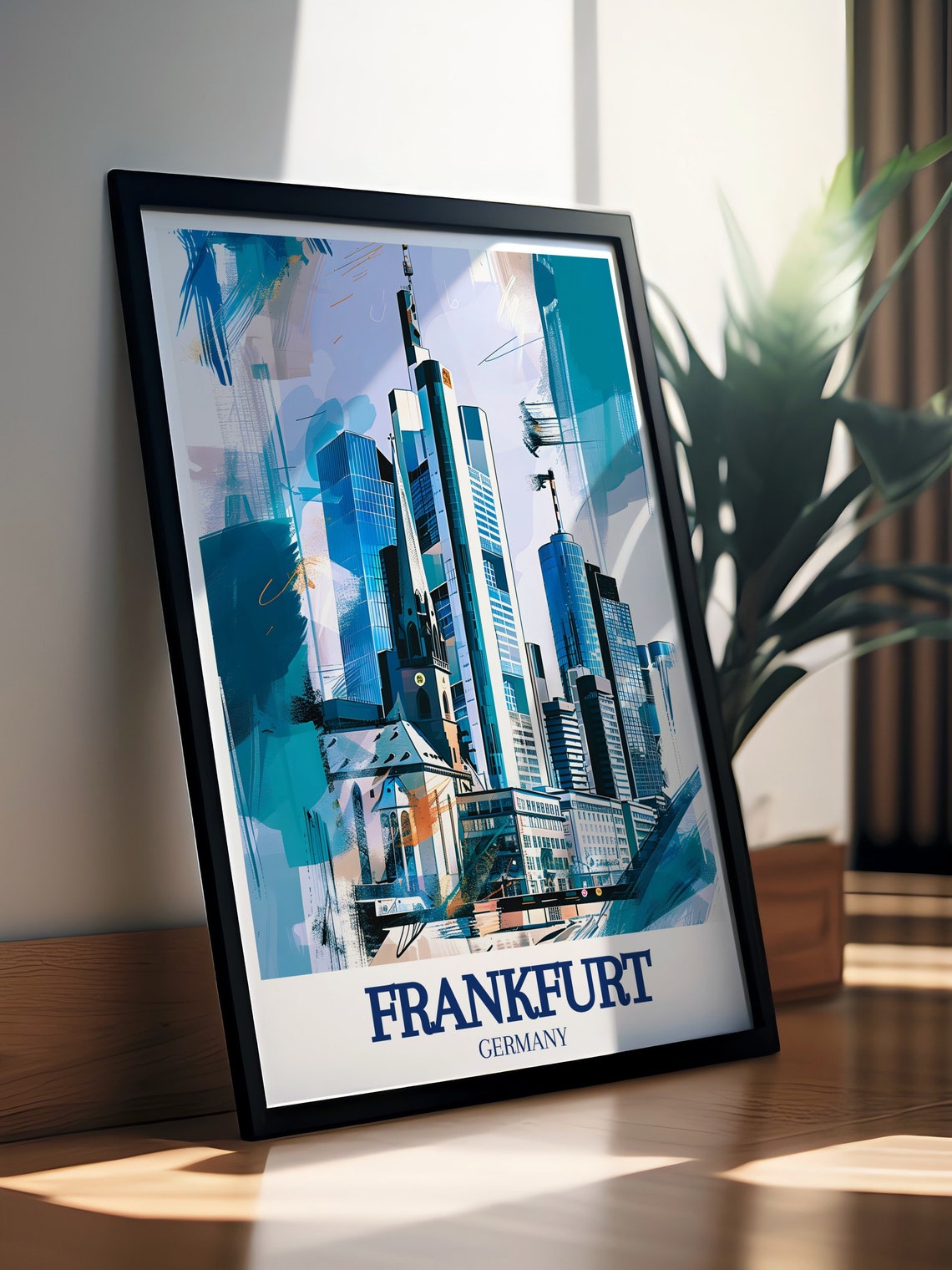 Frankfurt Commerzbank Tower Modern Skyline Abstract City Poster - Image 3
