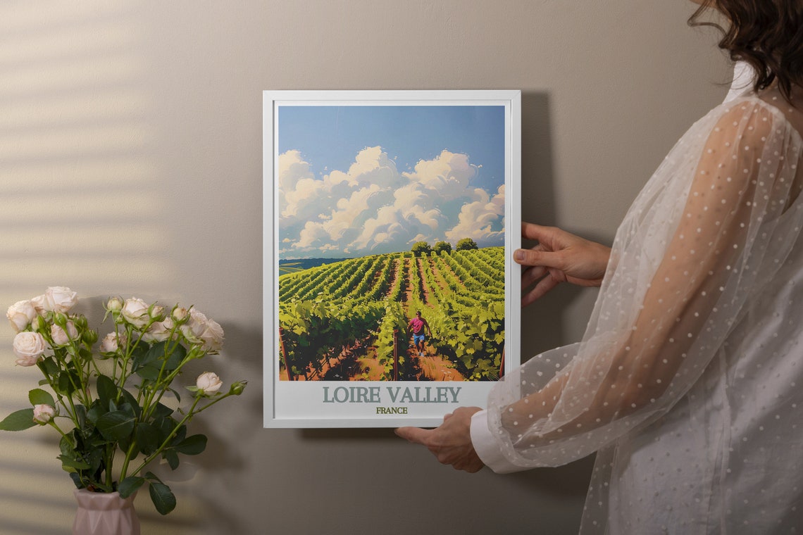 Loire Valley France Sunlit Vineyard Hills Summer Wine Poster - Image 3