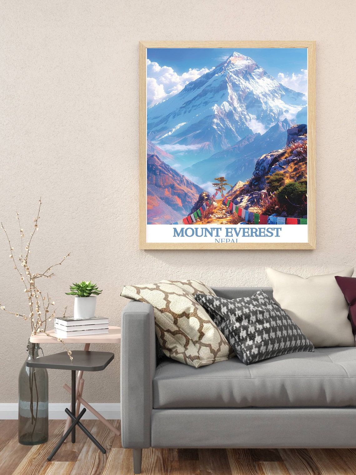 Mount Everest Nepal Snow Peak Prayer Flags Valley Travel Poster - Image 3