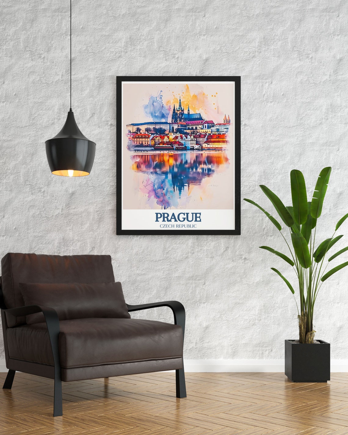 Prague Castle Mala Strana Watercolor Reflection Travel Poster - Image 3
