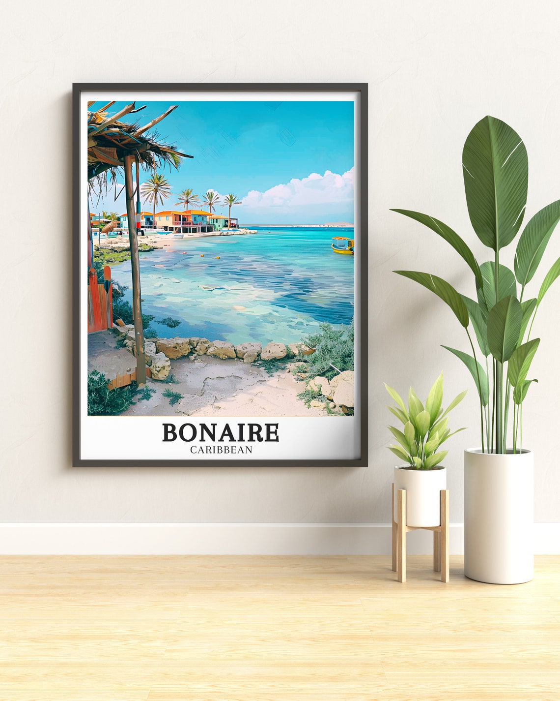 Bonaire Lac Bay Palapa Shores and Caribbean Beach Scene Poster - Image 3