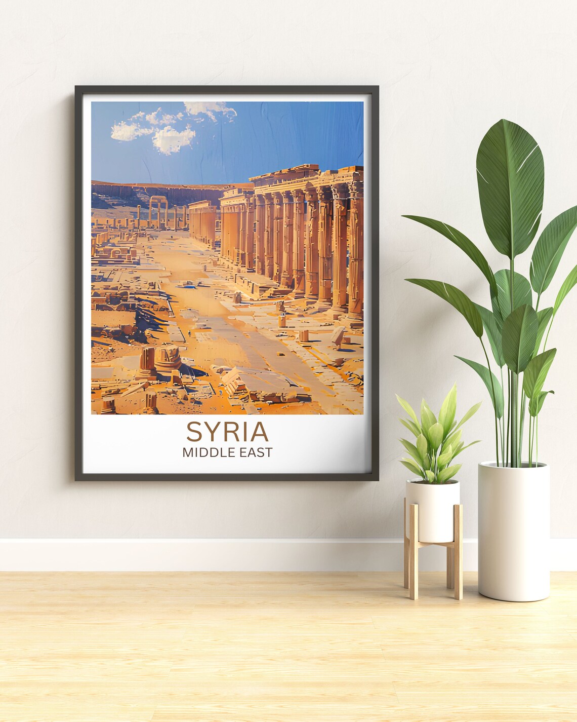 Syria Ancient Desert Colonnade Ruins Golden Stone Travel Poster - Image 3