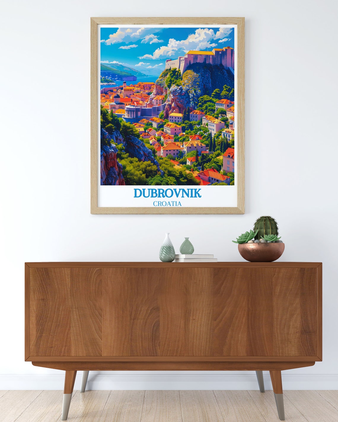 Dubrovnik Cliffside Fortress Above Orange Rooftops Croatia Poster - Image 3