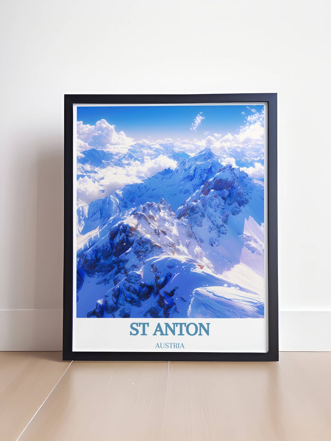 St Anton Austria Snowy Valluga Alpine Ski Mountain Peaks Poster - Image 4
