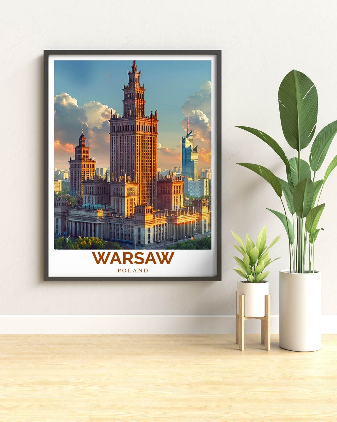 Warsaw Palace of Culture and Science Sunset View Travel Poster - Image 2