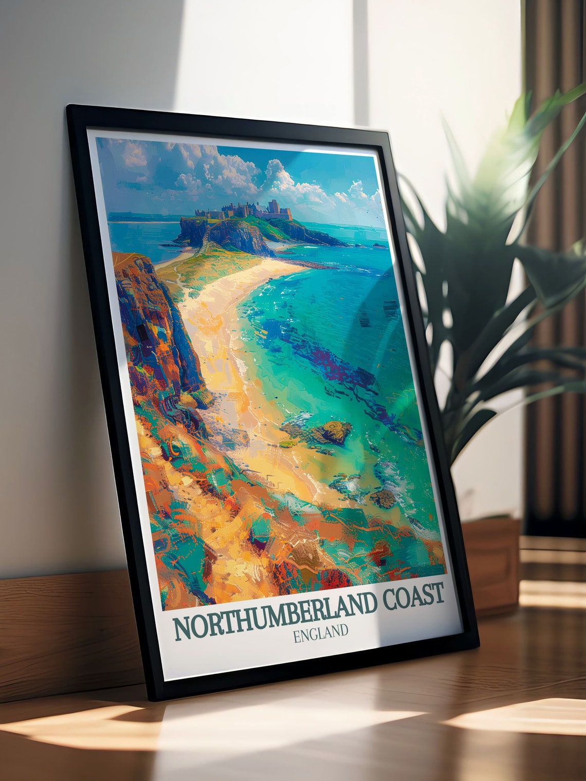 Northumberland Coast England Bamburgh Castle Sandy Bay Poster - Image 2