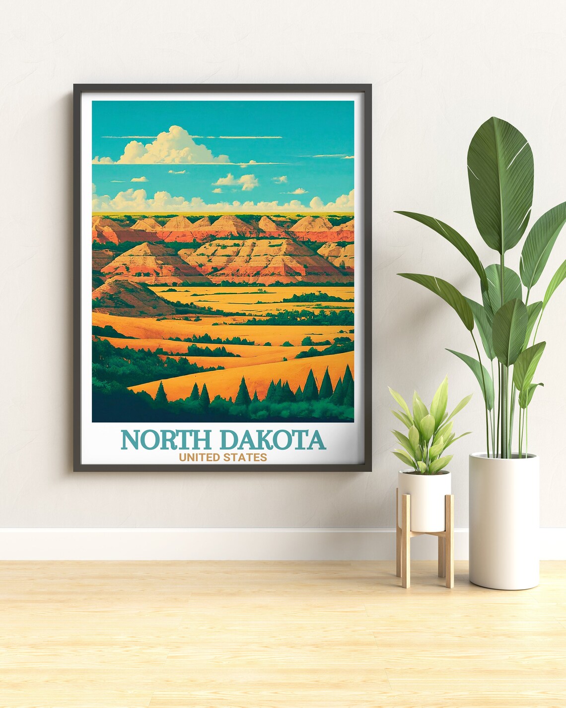 North Dakota Badlands Rolling Hills Theodore Roosevelt Travel Poster - Image 2