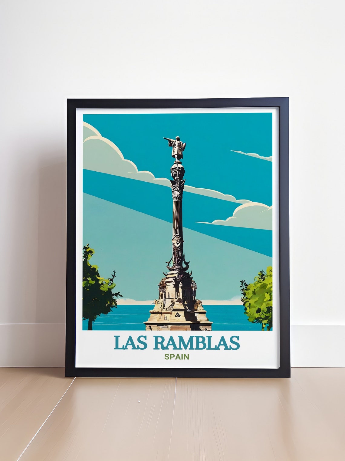 Las Ramblas Barcelona Columbus Monument Vintage Travel Poster - Image 4