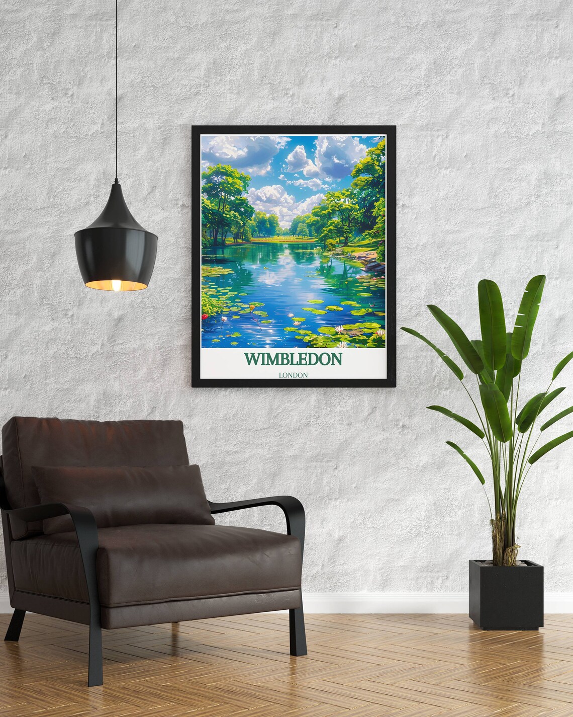 Wimbledon London Lily Pond Water Lilies Park Scene Travel Poster - Image 2