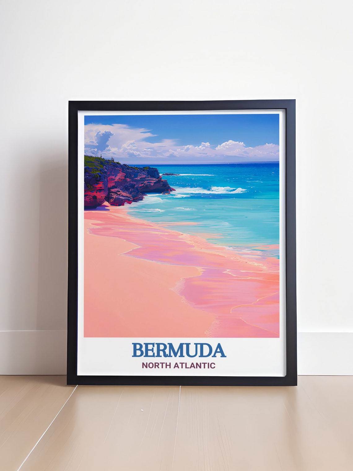Bermuda Horseshoe Bay Pink Sand Beach Tropical Shores Poster - Image 2