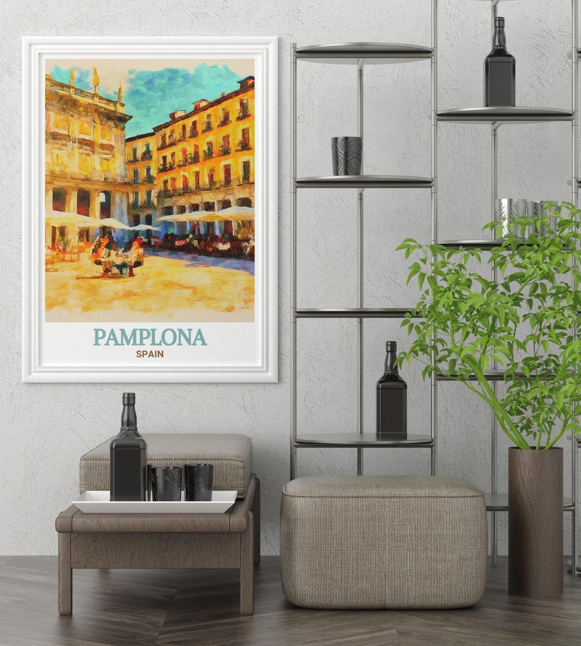 Pamplona Spain Plaza del Castillo Sunlit Old Town Square Poster - Image 2