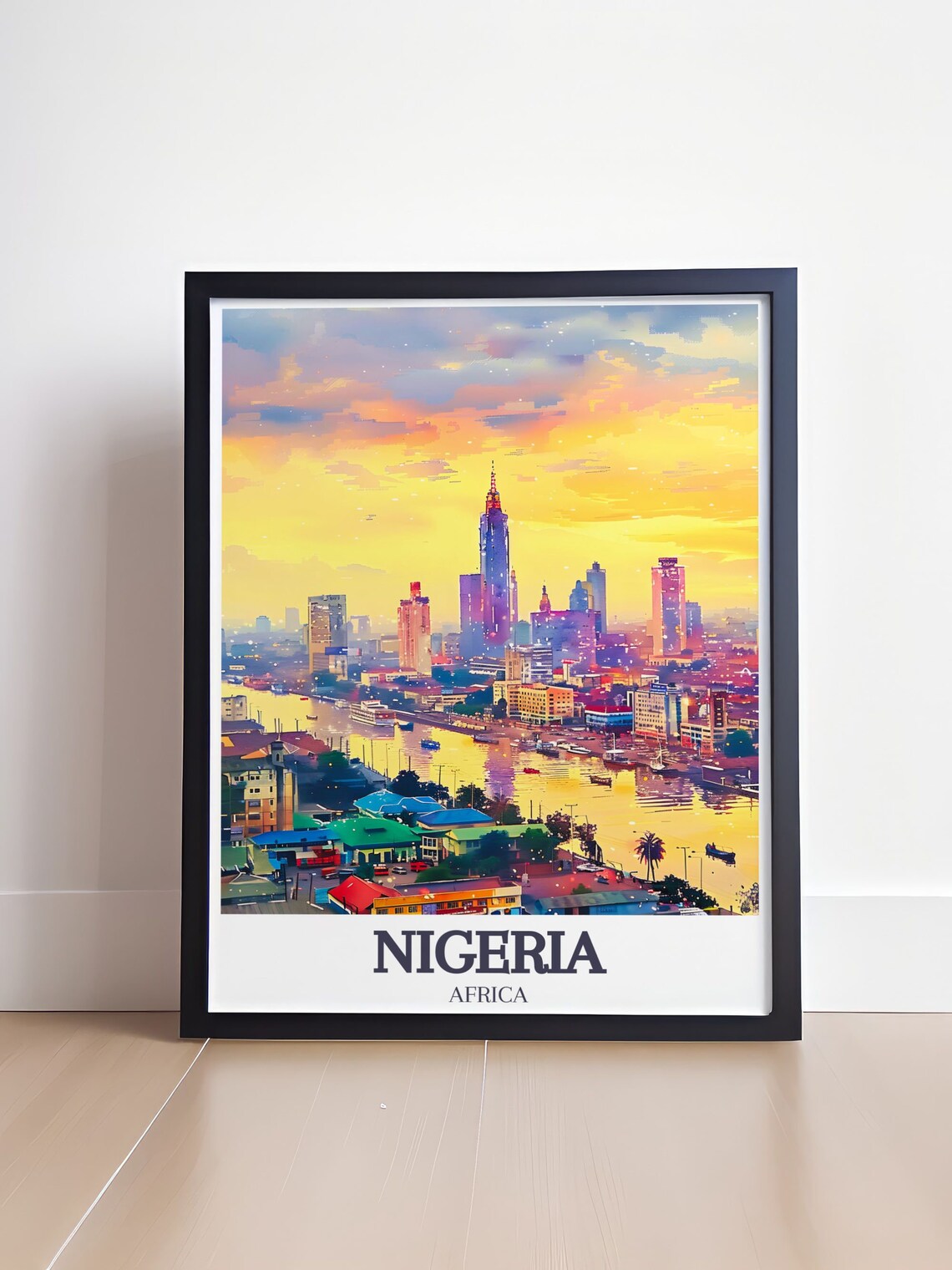 Nigeria Africa Lagos Golden Sunset Lagoon Waterfront Glow Poster - Image 4