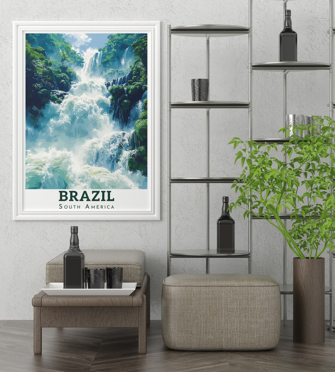 Brazil Travel Posters Iguazu Falls Poster Iguazu Falls Print Iguazu Falls Travel Poster Brazil Artwork Iguazu Falls Gifts - Image 2