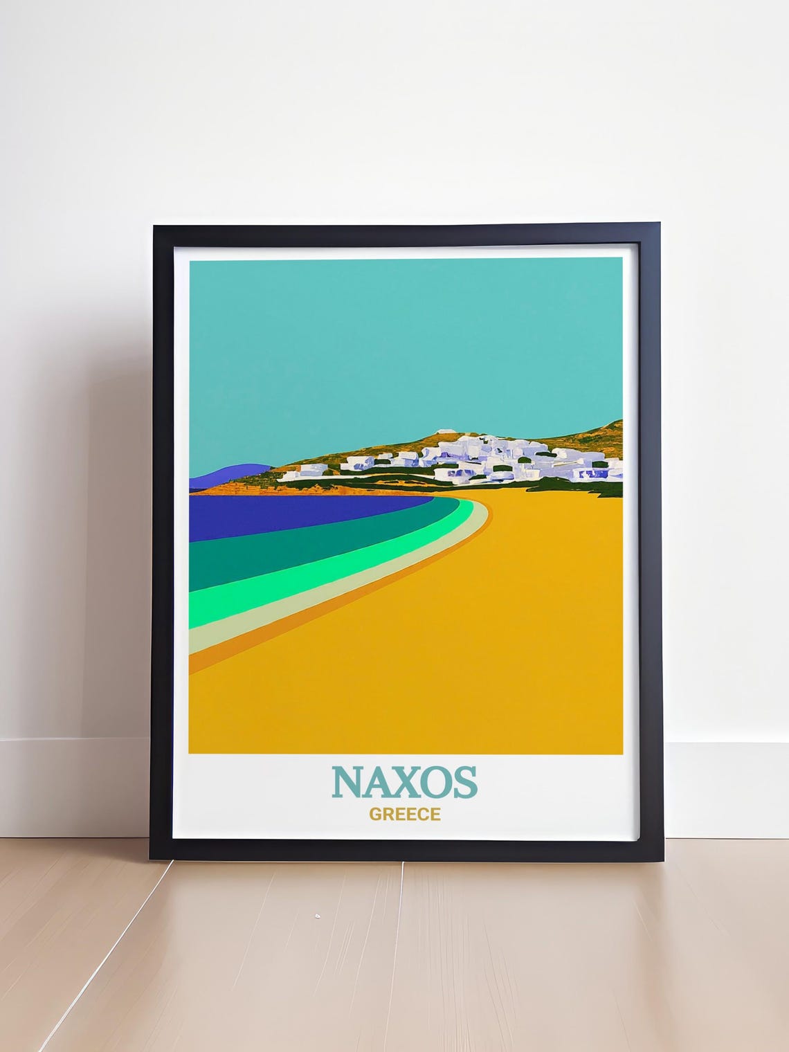 Naxos Greece Agios Georgios Beach Minimalist Pop Art Style Poster - Image 3