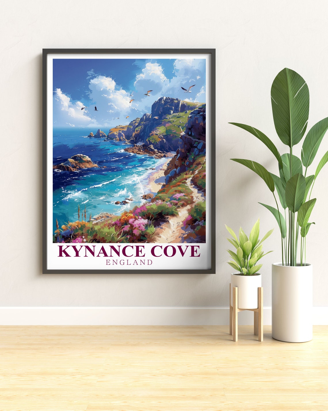 Kynance Cove Dramatic Cliffs and Seabirds on Cornwall Coast Poster - Image 2