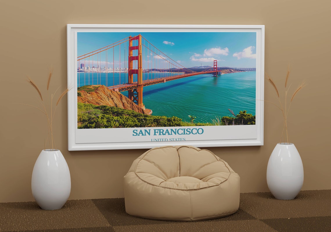 Golden Gate Bridge San Francisco Panoramic Travel Poster Art - Image 2