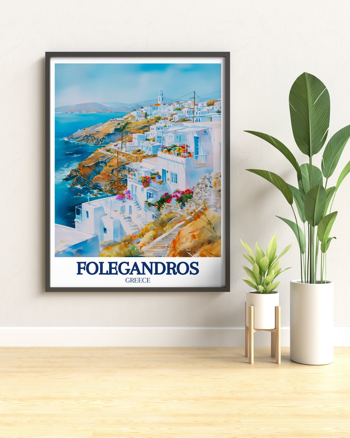 Folegandros Travel Print Aegean Sea Posters Chora Wall Art Aegean Sea Travel Posters Folegandros Art Greek Island Prints - Image 2