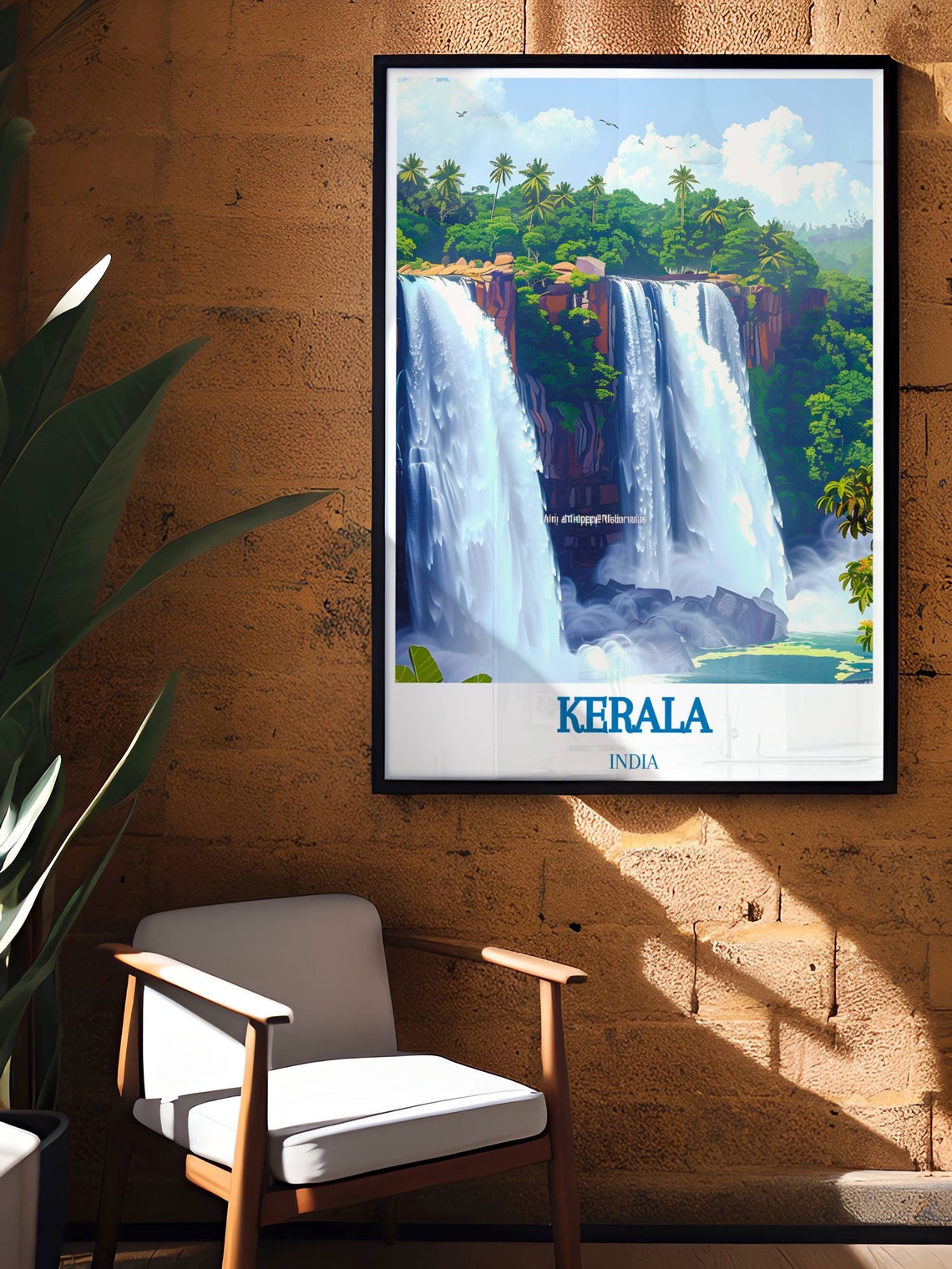 Kerala Twin Waterfalls Lush Jungle Falls India Travel Poster - Image 3