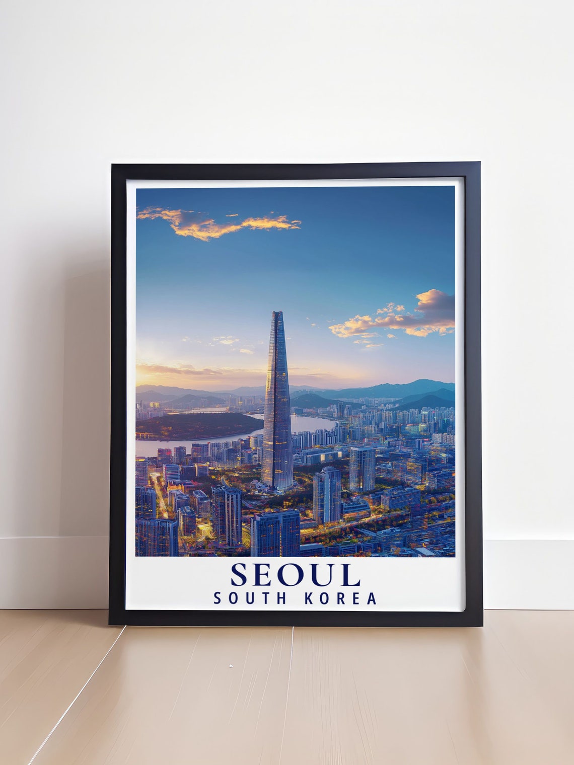 Seoul South Korea Lotte World Tower Sunset Skyline Travel Poster - Image 4