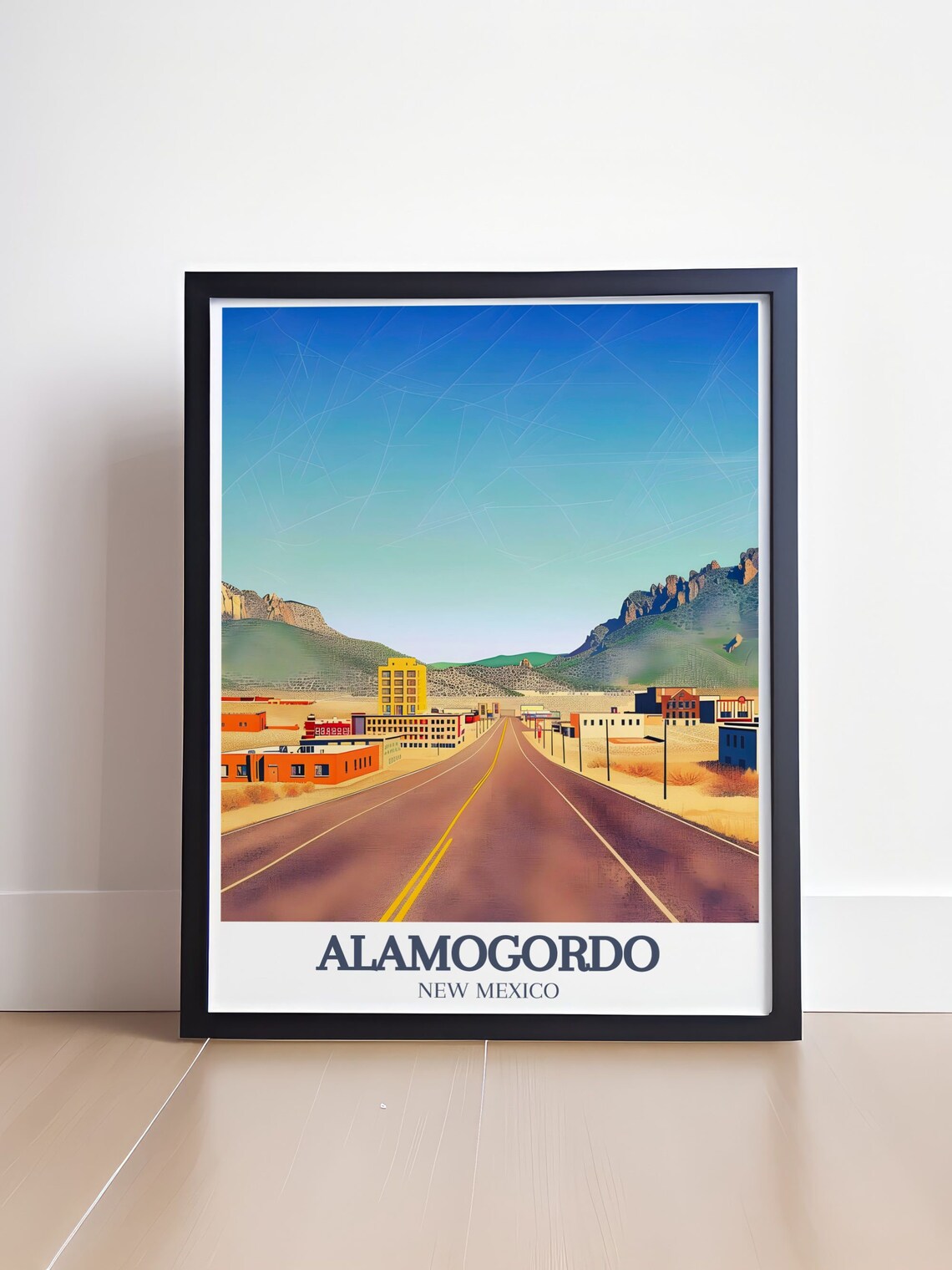 Alamogordo Main Street Desert Mountain Town Travel Art Poster - Image 4