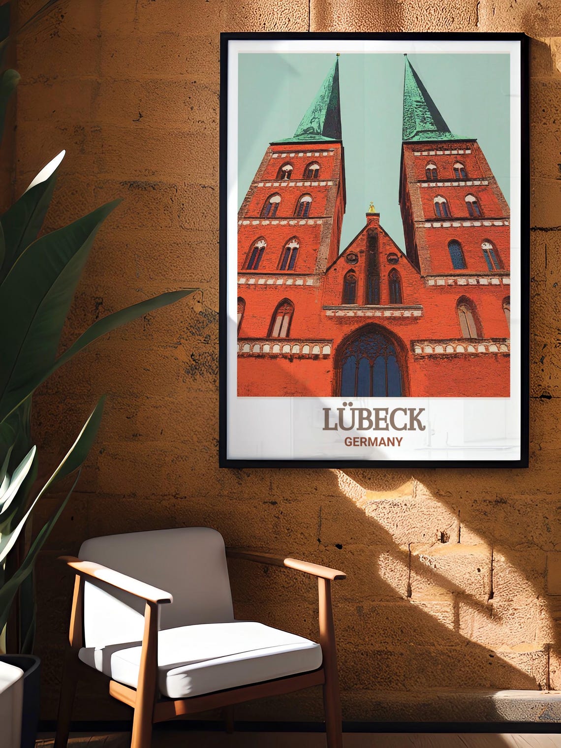 Lubeck Germany Marienkirche Red Brick Gothic Twin Towers Poster - Image 2