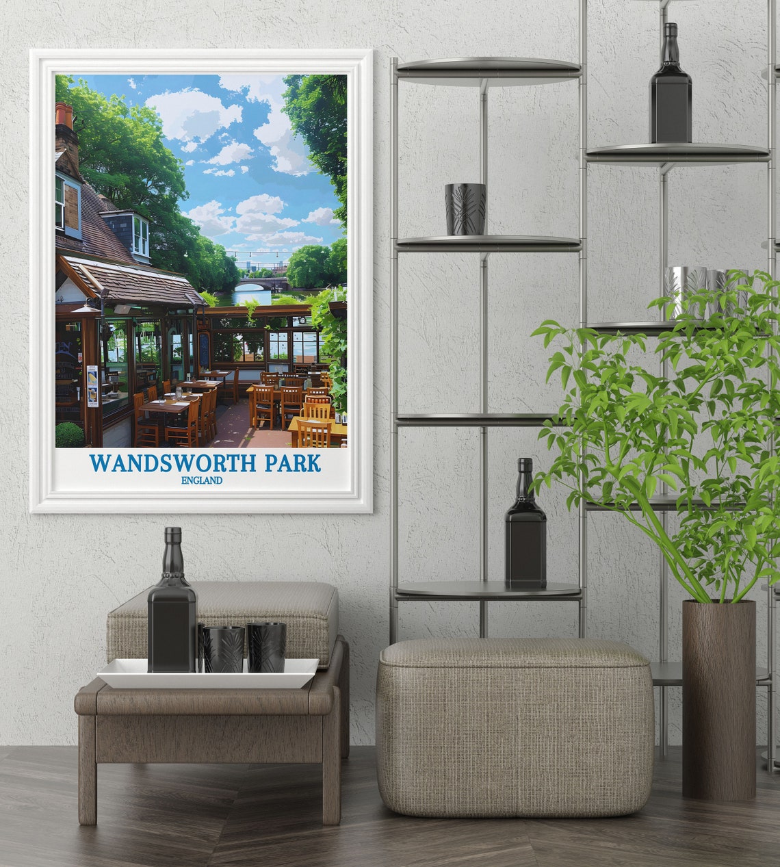Wandsworth Park London Riverside Cafe Terrace Summer Art Print - Image 2