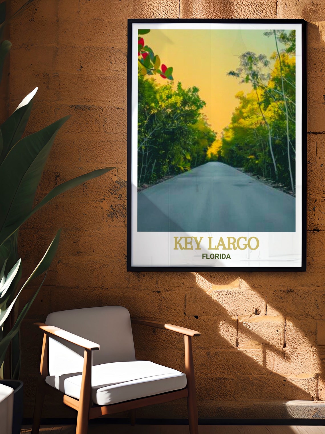 Key Largo Tropical Forest Road Golden Sky Florida Nature Travel Poster - Image 2