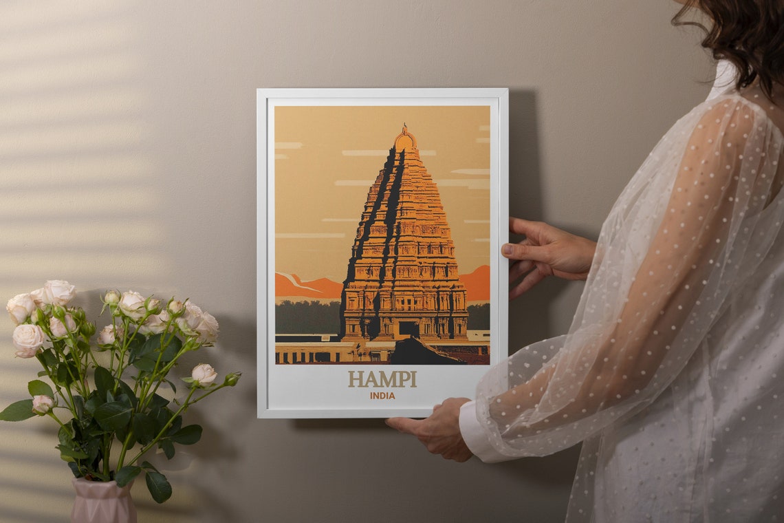 Hampi Virupaksha Temple Tower Glowing Sunset India Travel Poster - Image 3