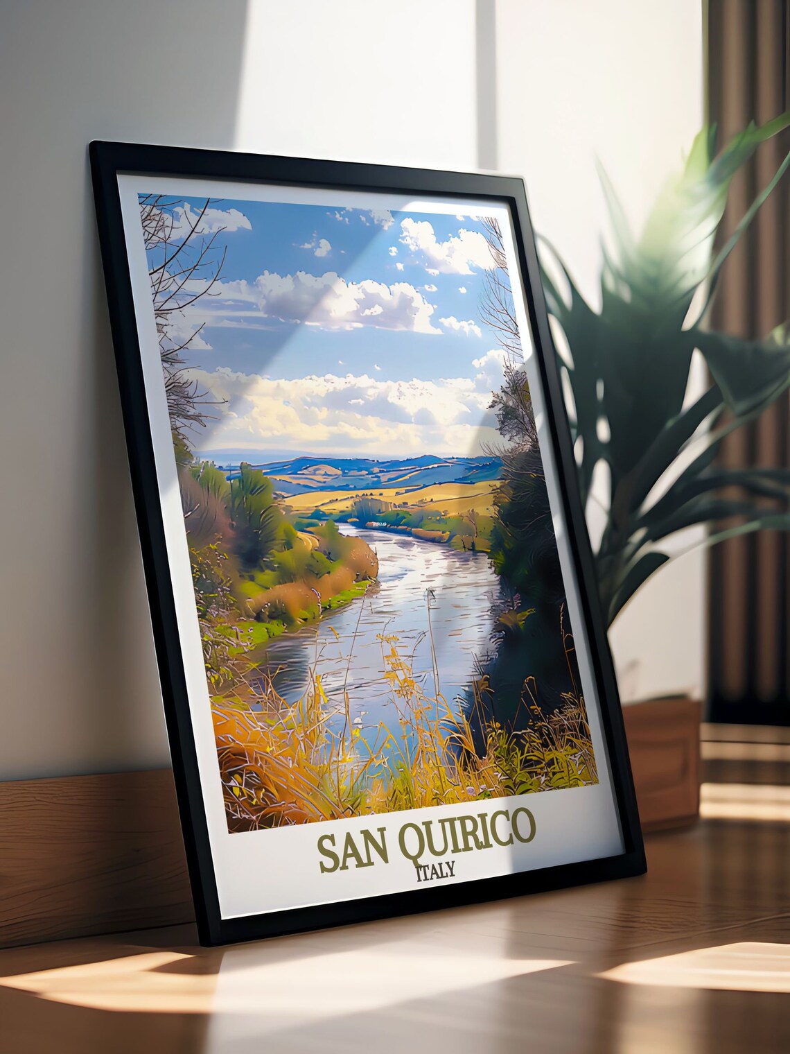 San Quirico d'Orcia River Countryside Landscape Travel Poster Italy - Image 3