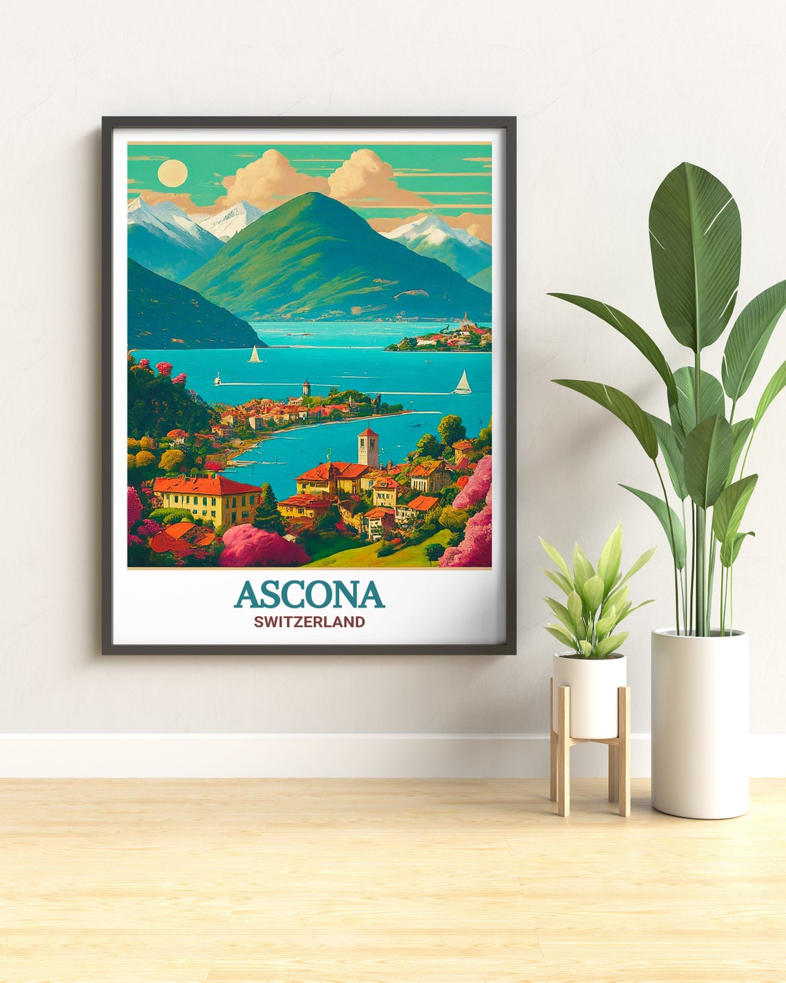 Ascona Lake Maggiore Waterfront Village Switzerland Travel Poster - Image 3