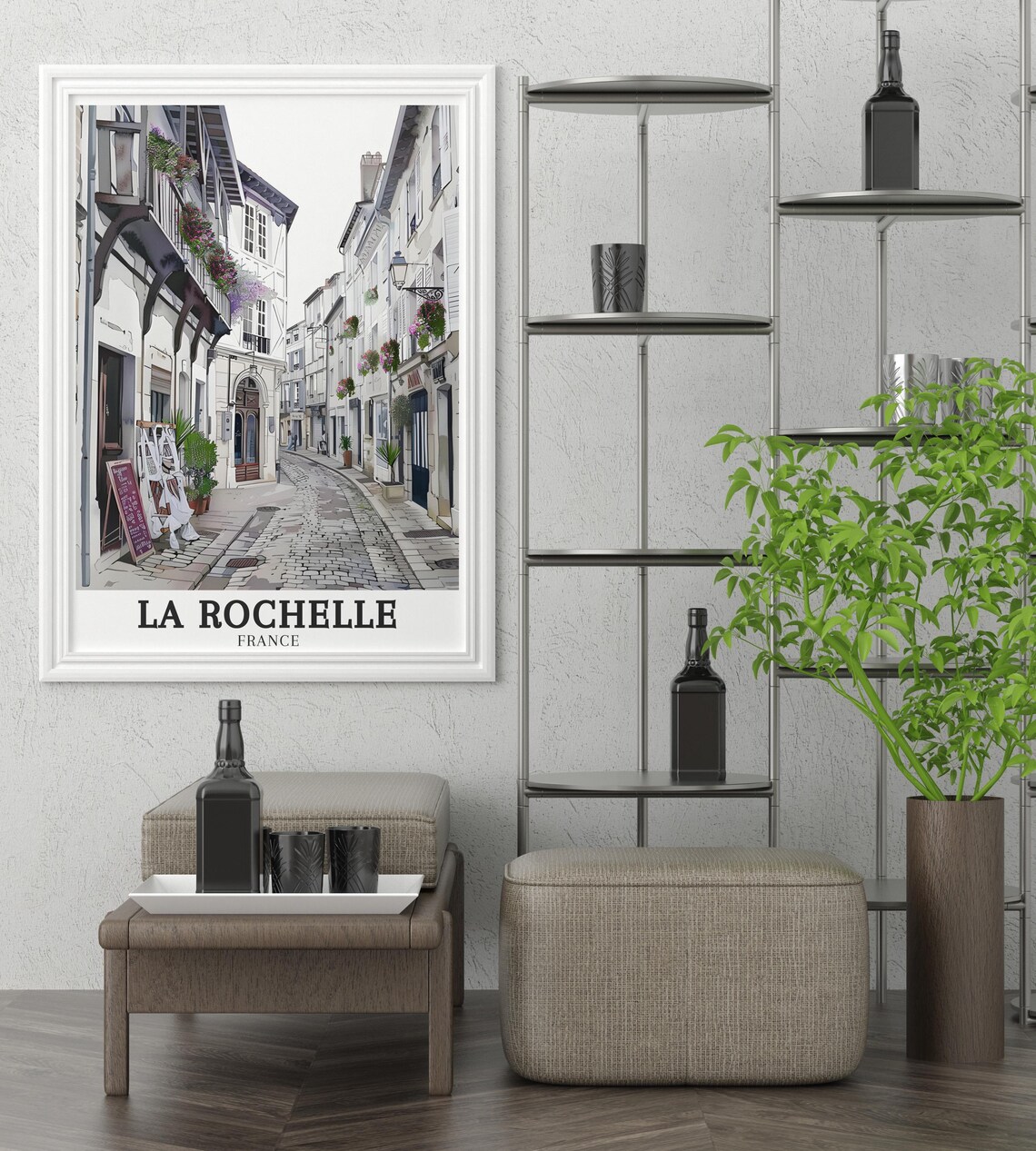 La Rochelle France Cobblestone Old Town Street Travel Poster - Image 2