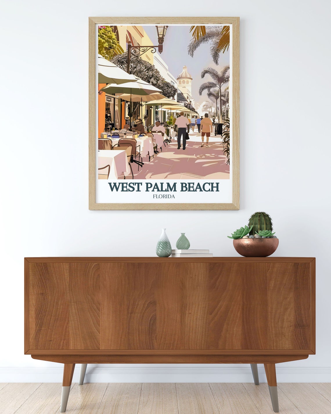 West Palm Beach Worth Avenue Cafes Street Scene Travel Poster - Image 3