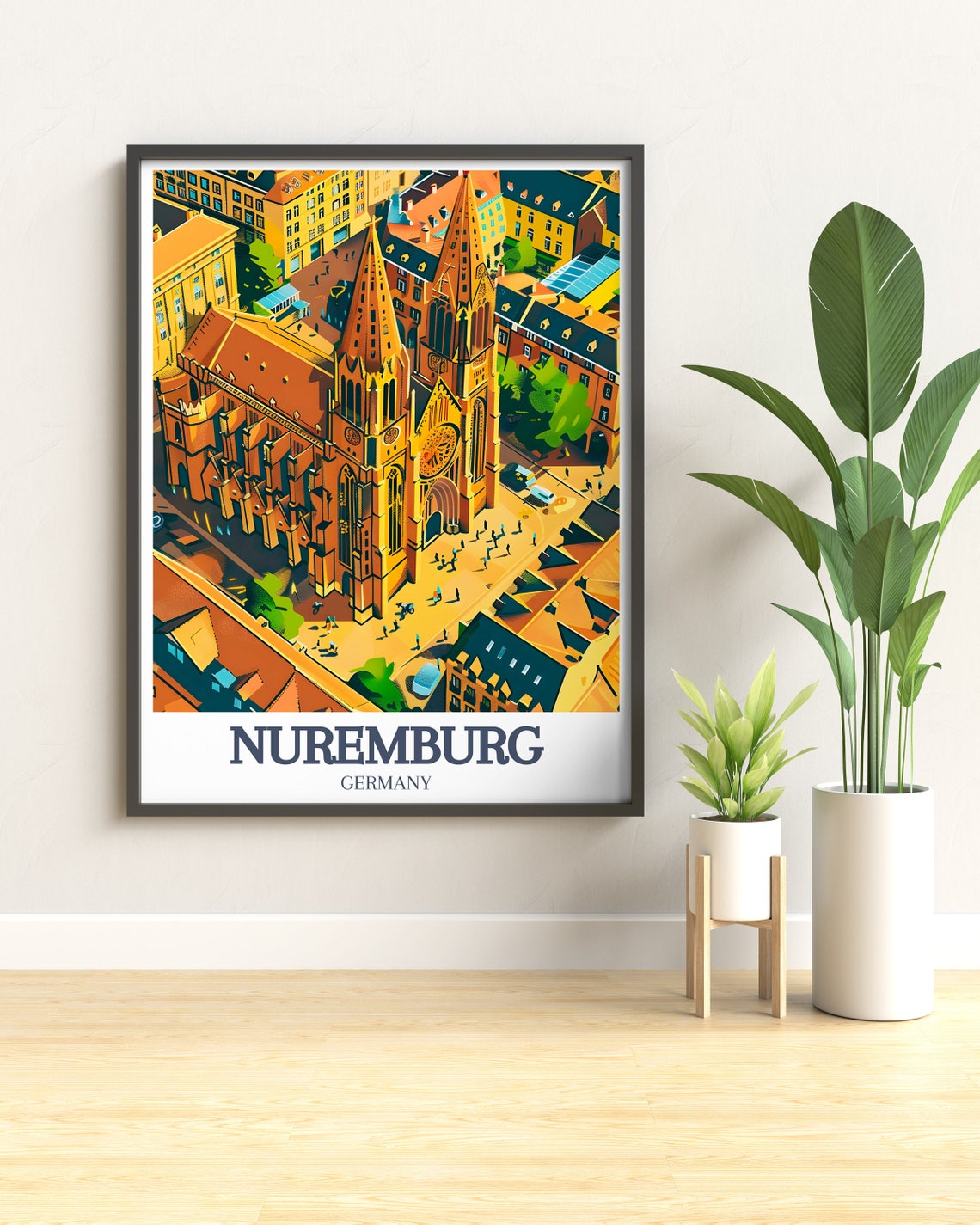 Nuremberg Germany St Lorenz Church Aerial Old Town Roofs View Poster - Image 2