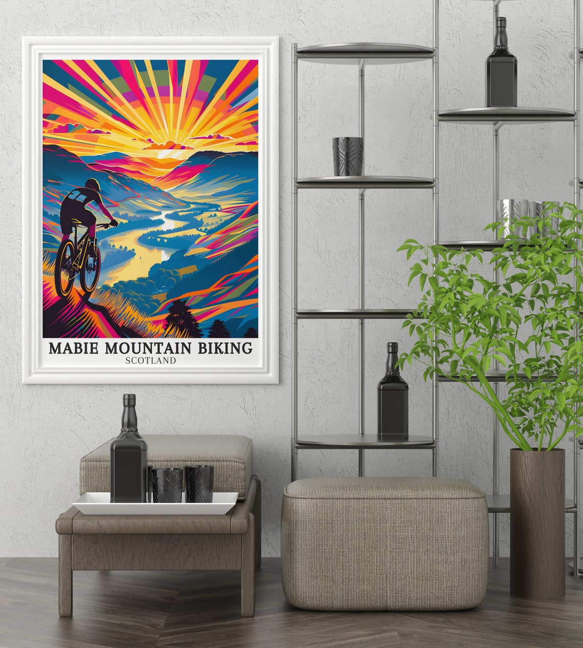 Mabie Mountain Biking Scotland Rainbow Sunrise Valley Poster - Image 3