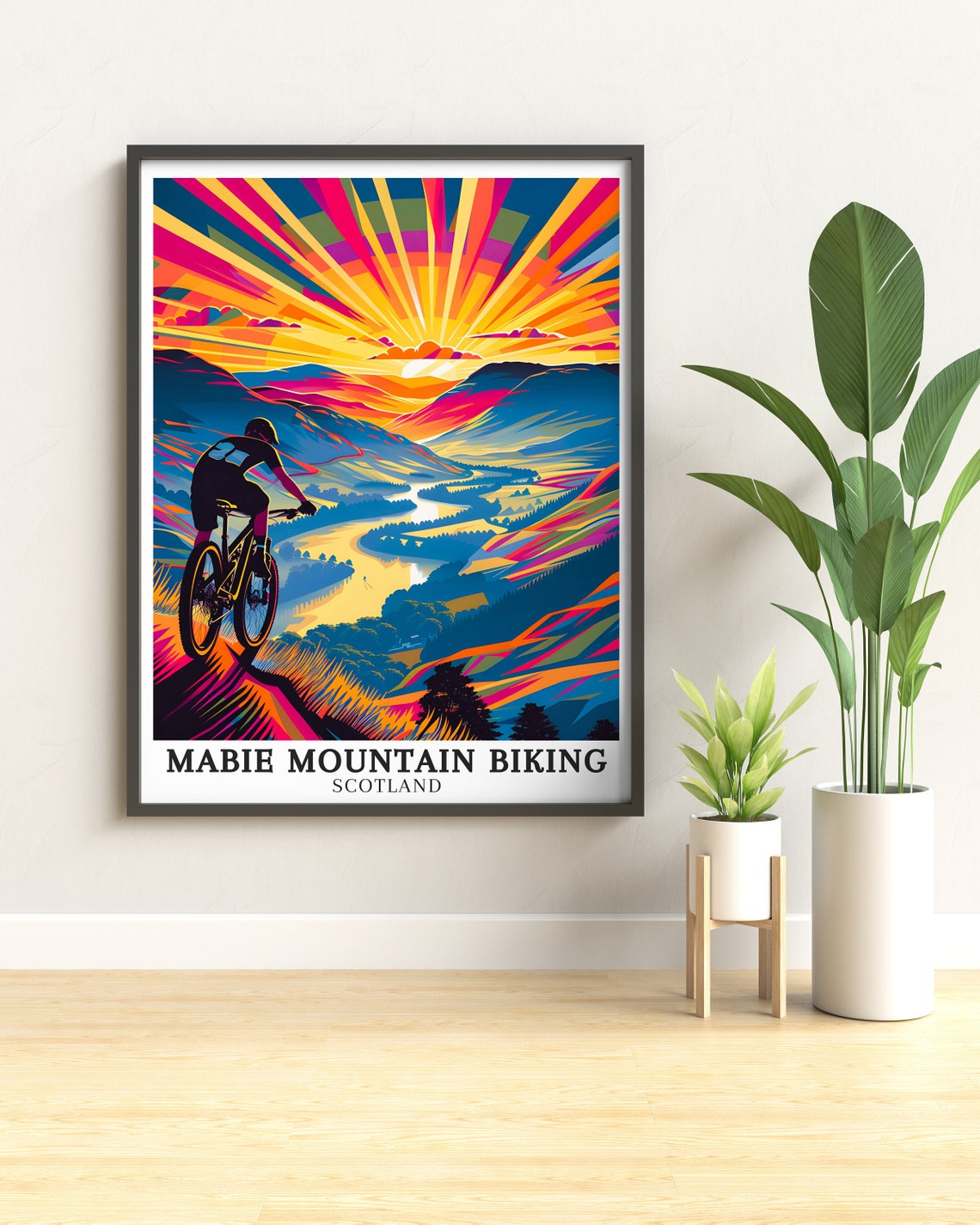 Mabie Mountain Biking Scotland Rainbow Sunrise Valley Poster - Image 2