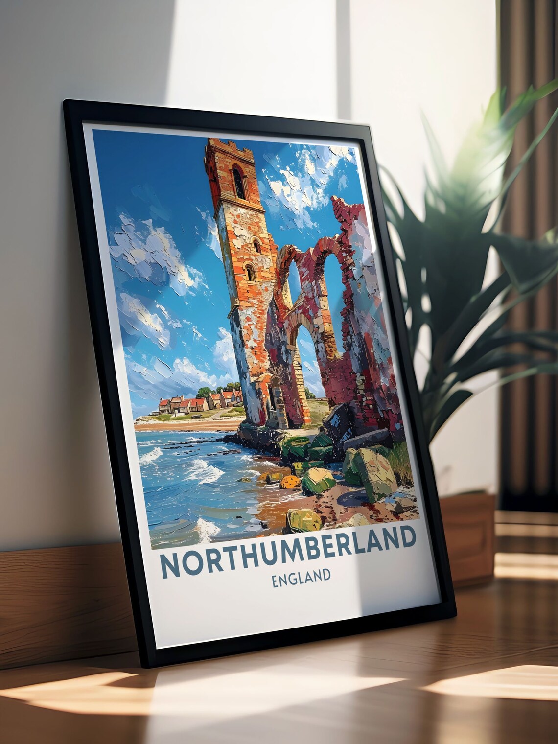Holy Island Abbey Ruins Northumberland England Coastal Travel Poster - Image 2