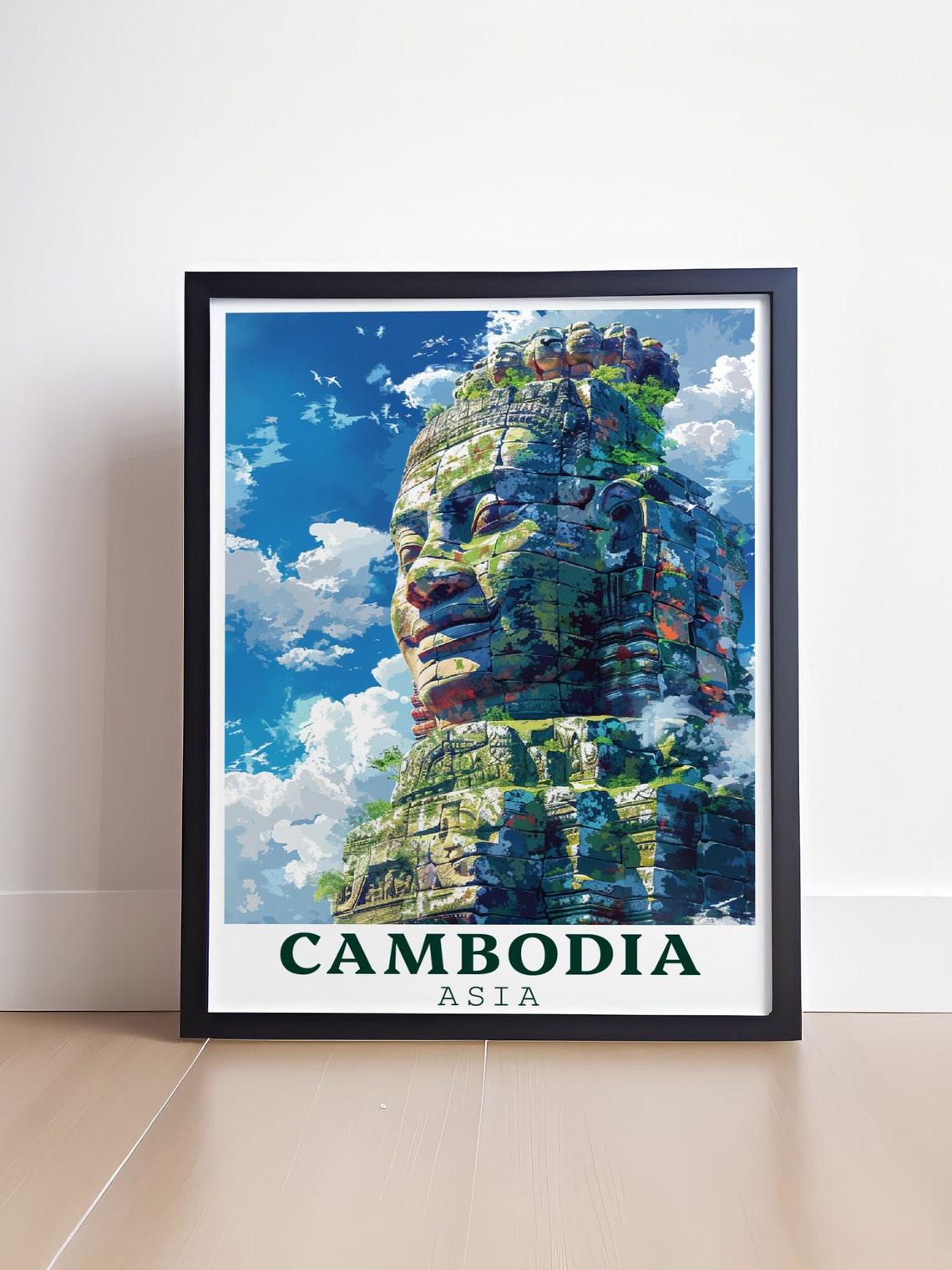 Cambodia Bayon Temple Ancient Stone Faces Jungle Travel Poster - Image 4